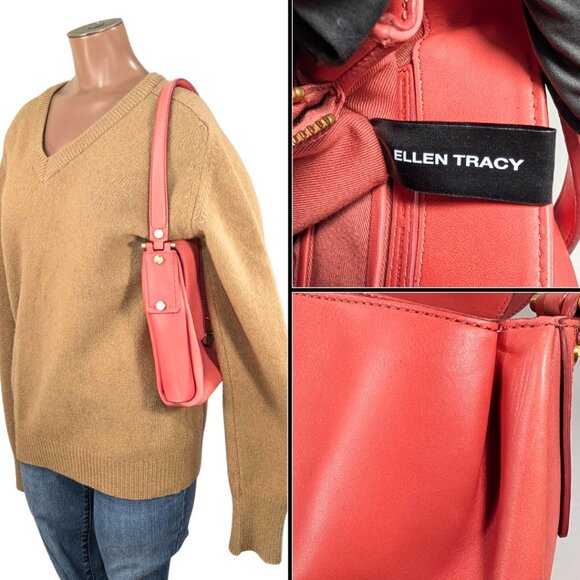 Ellen Tracy Barbie Pink Leather Turn Lock Flap Cover Shoulder Bag - Picture 12 of 12